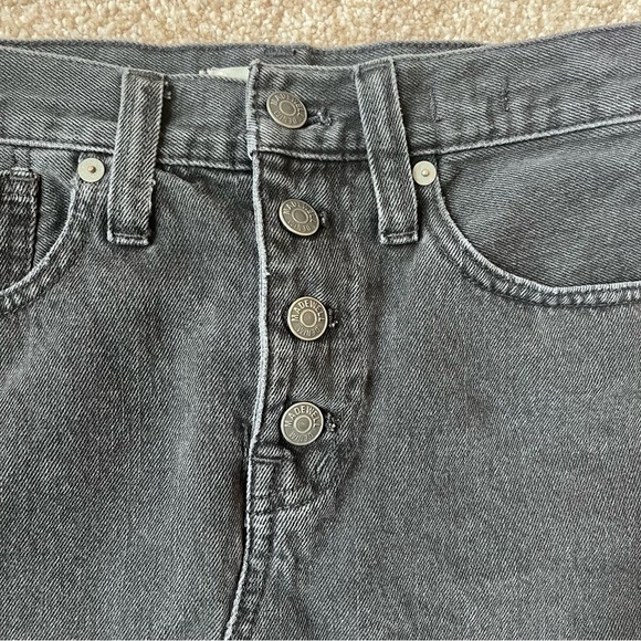 Madewell Black Rigid Denim A-Line Distressed Skirt Size 25 - Picture 6 of 13